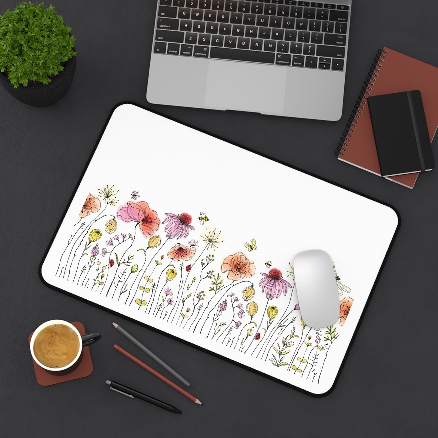 Floral Desk Mat - Elegant Workspace Decor, Home Office Accessory, Gift for Teachers, Students, or Flower Lovers, Computer Mat