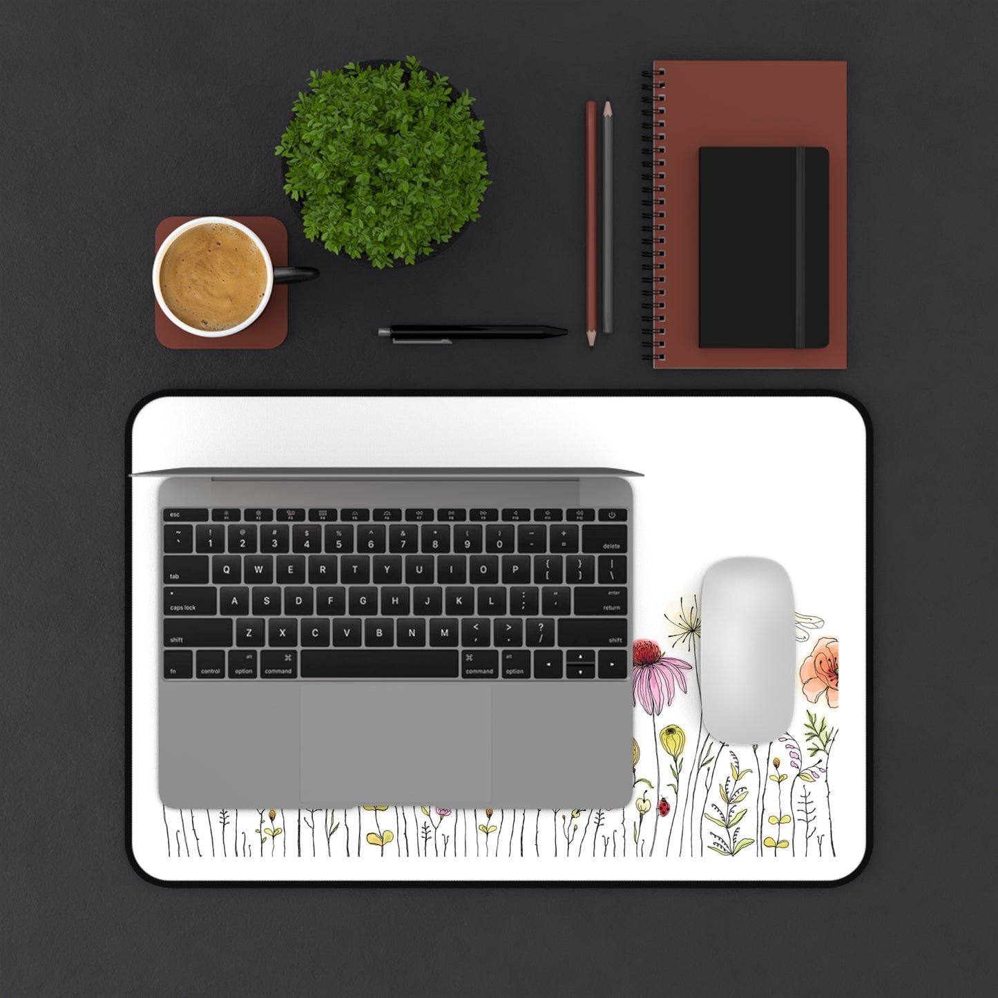 Floral Desk Mat - Elegant Workspace Decor, Home Office Accessory, Gift for Teachers, Students, or Flower Lovers, Computer Mat
